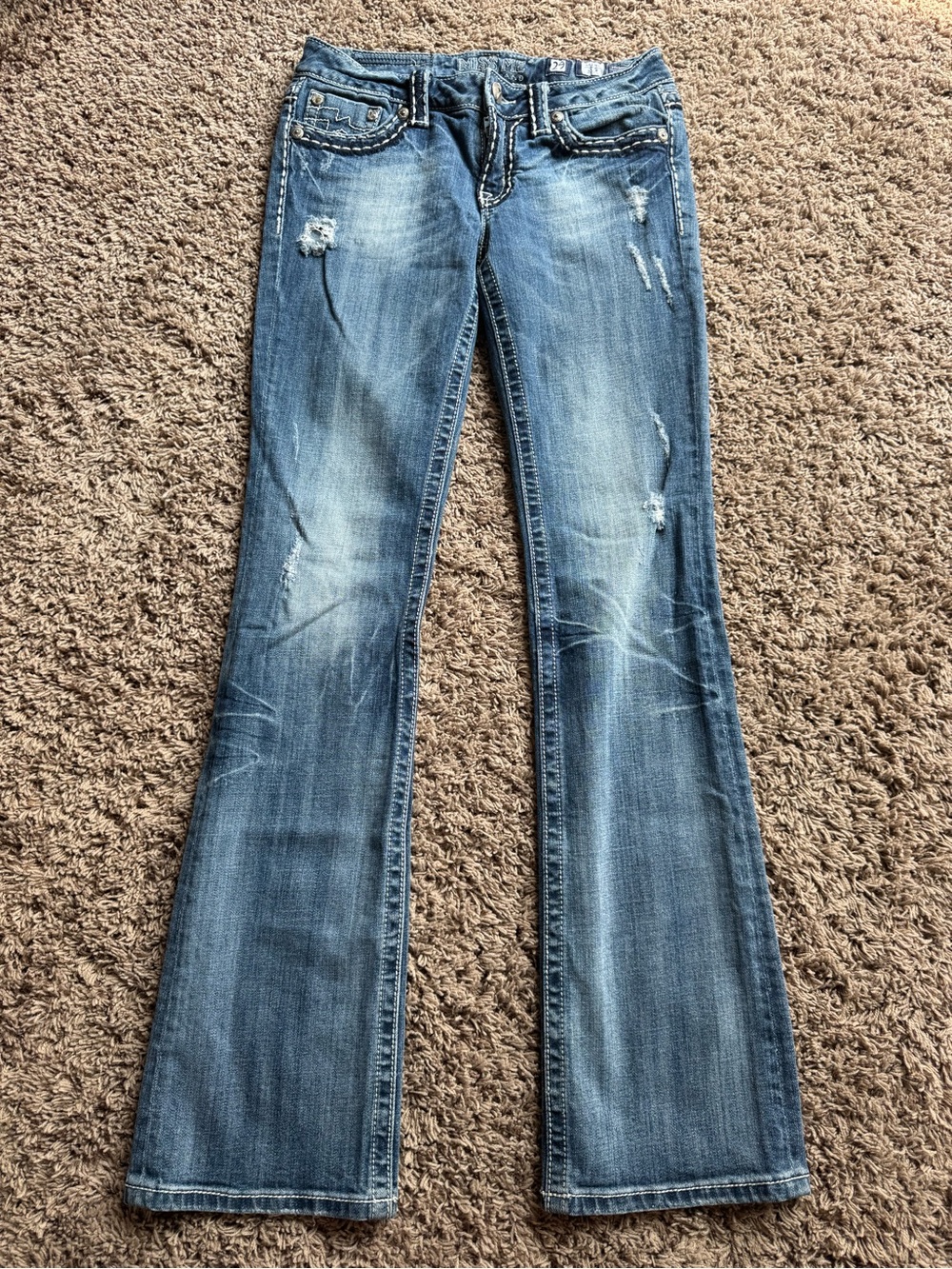 Miss Me Medium Blue Distressed Bootcut Jeans